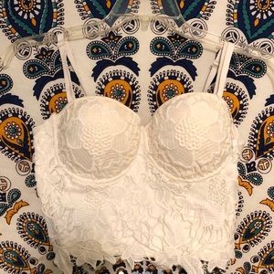 White lace bohemian bralette corset bra